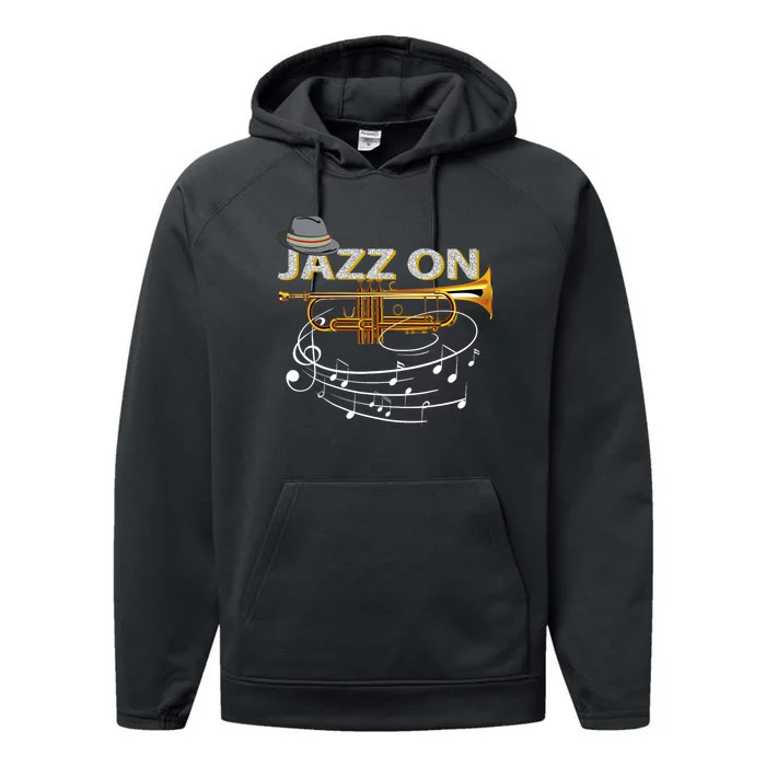 Jazz On Trumpet Player Blues Music Lovers Jazz Band Performance Fleece Hoodie