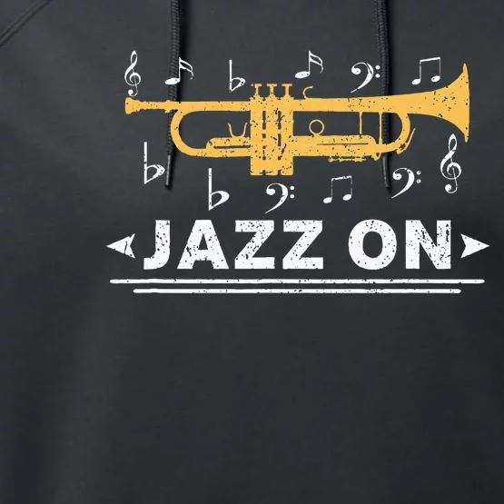 Jazz On Trumpet Player Blues Music Lovers Retro Smooth Jazz Performance Fleece Hoodie