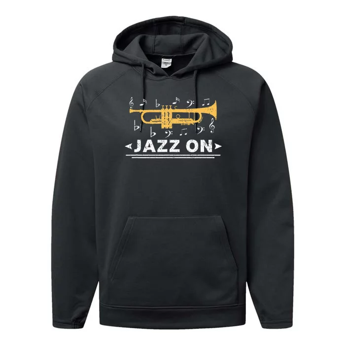 Jazz On Trumpet Player Blues Music Lovers Retro Smooth Jazz Performance Fleece Hoodie