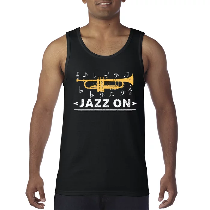 Jazz On Trumpet Player Blues Music Lovers Retro Smooth Jazz Tank Top