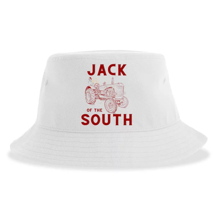 Jack Of The South Chicken On Red Tractor Farm Life Sustainable Bucket Hat