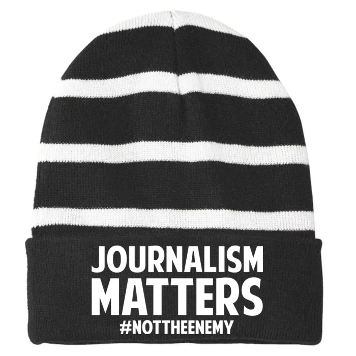 Journalism Matters Striped Beanie with Solid Band