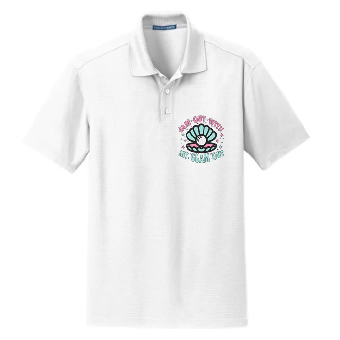 Jam Out With My Clam Out Funny Party Club Dry Zone Grid Performance Polo