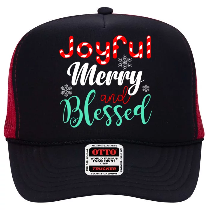 Joyful Merry And Blessed High Crown Mesh Trucker Hat