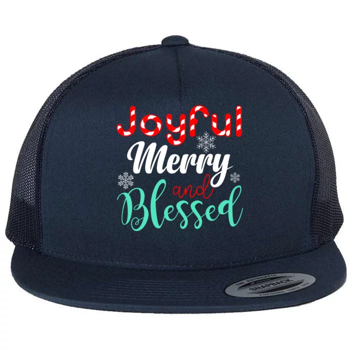 Joyful Merry And Blessed Flat Bill Trucker Hat