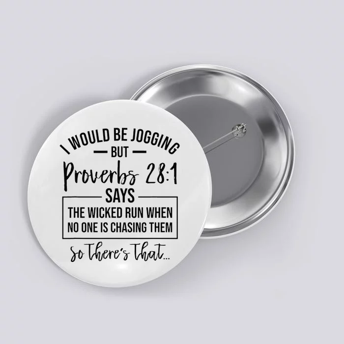 Jogging Proverbs 28 1 Running Gift Christian Bible Verse Gym Button