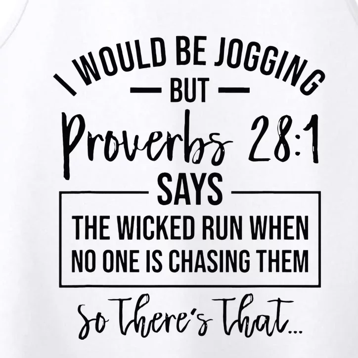 Jogging Proverbs 28 1 Running Gift Christian Bible Verse Gym Performance Tank