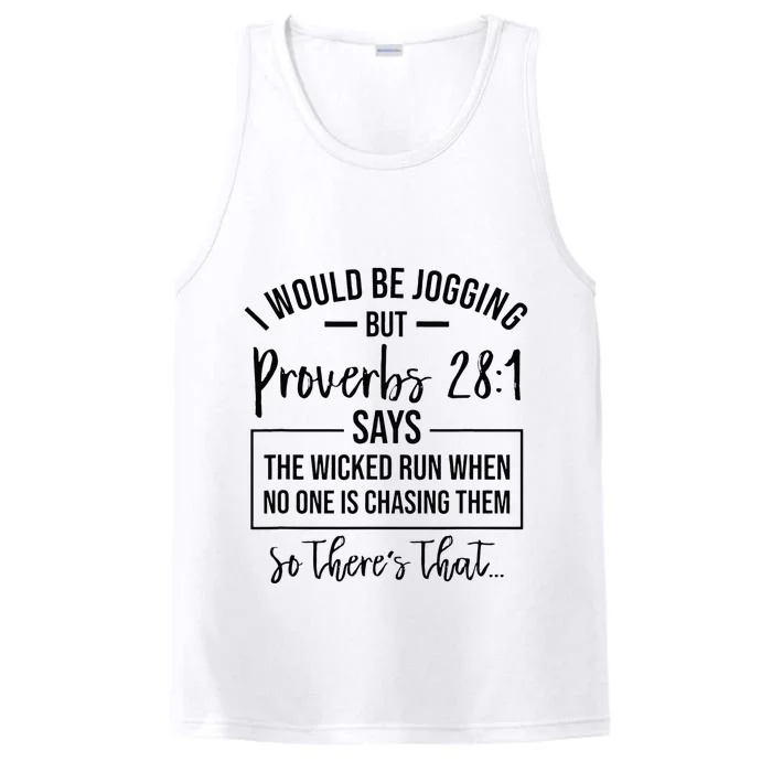 Jogging Proverbs 28 1 Running Gift Christian Bible Verse Gym Performance Tank