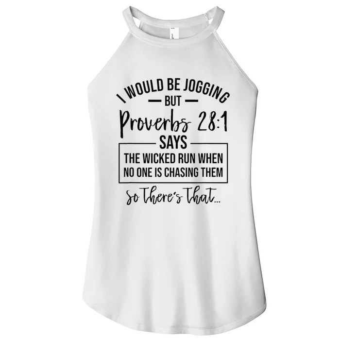 Jogging Proverbs 28 1 Running Gift Christian Bible Verse Gym Women’s Perfect Tri Rocker Tank