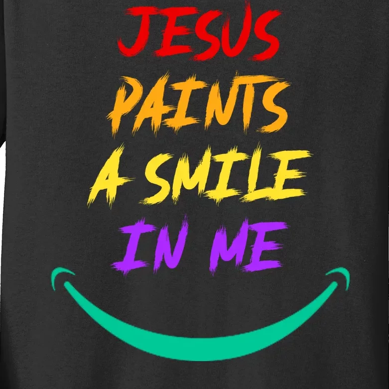 Jesus Paints A Smile In Me Kids Long Sleeve Shirt