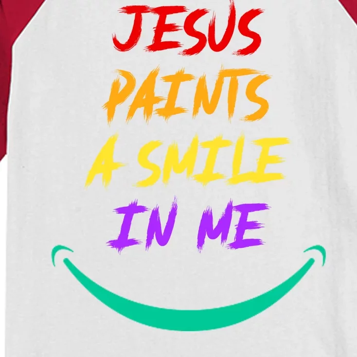 Jesus Paints A Smile In Me Kids Colorblock Raglan Jersey