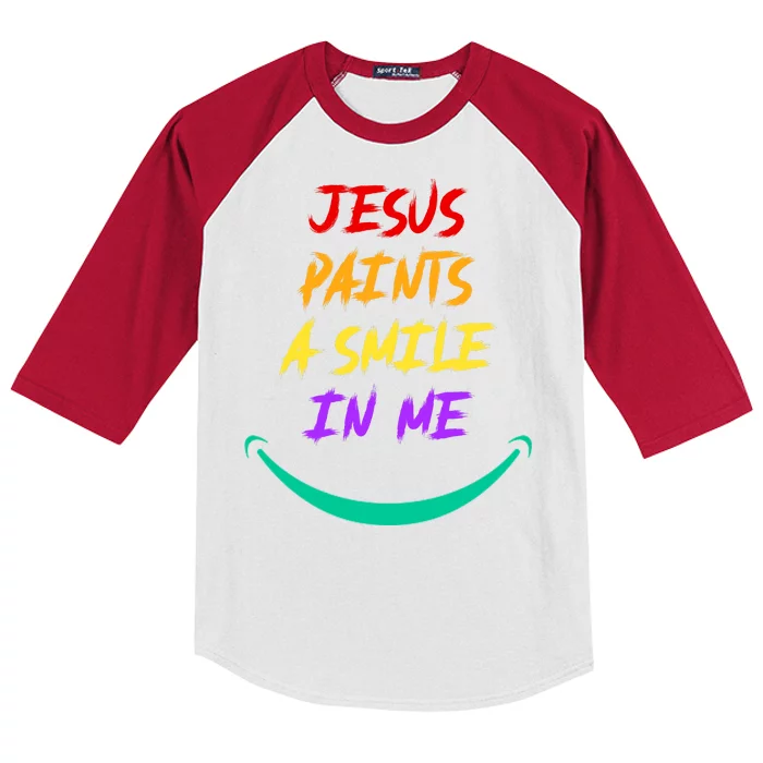 Jesus Paints A Smile In Me Kids Colorblock Raglan Jersey