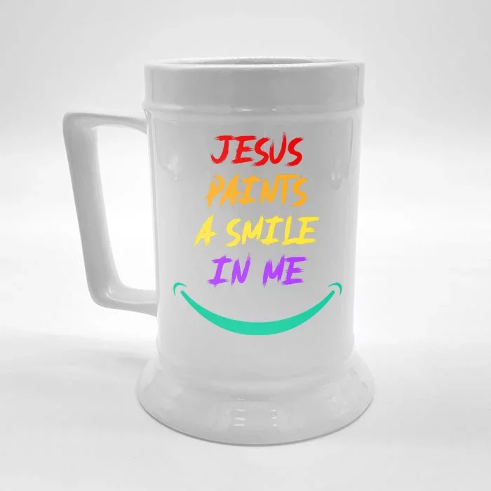 Jesus Paints A Smile In Me Front & Back Beer Stein