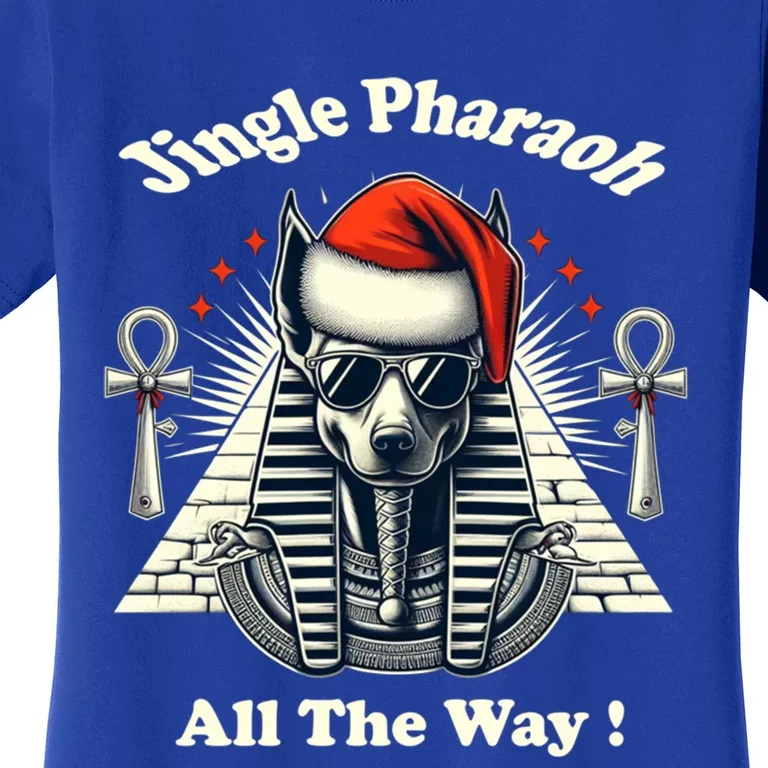 Jingle Pharaoh All The Way! Anubis In Santa Hat Gift Women's T-Shirt