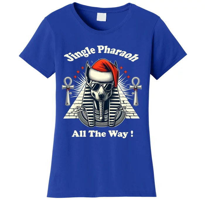 Jingle Pharaoh All The Way! Anubis In Santa Hat Gift Women's T-Shirt