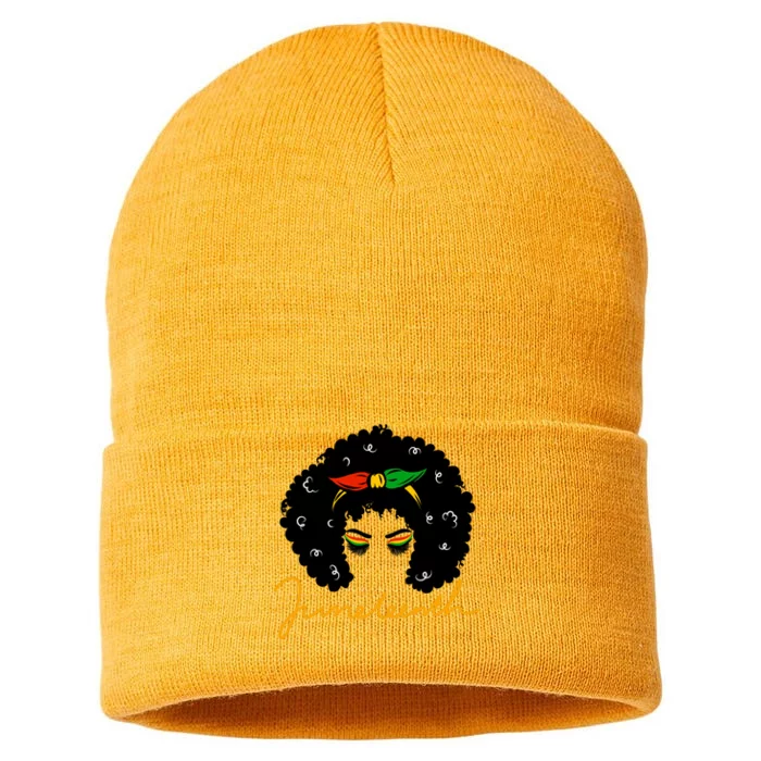 Juneteenth Pride Afro Hair Black History Sustainable Knit Beanie