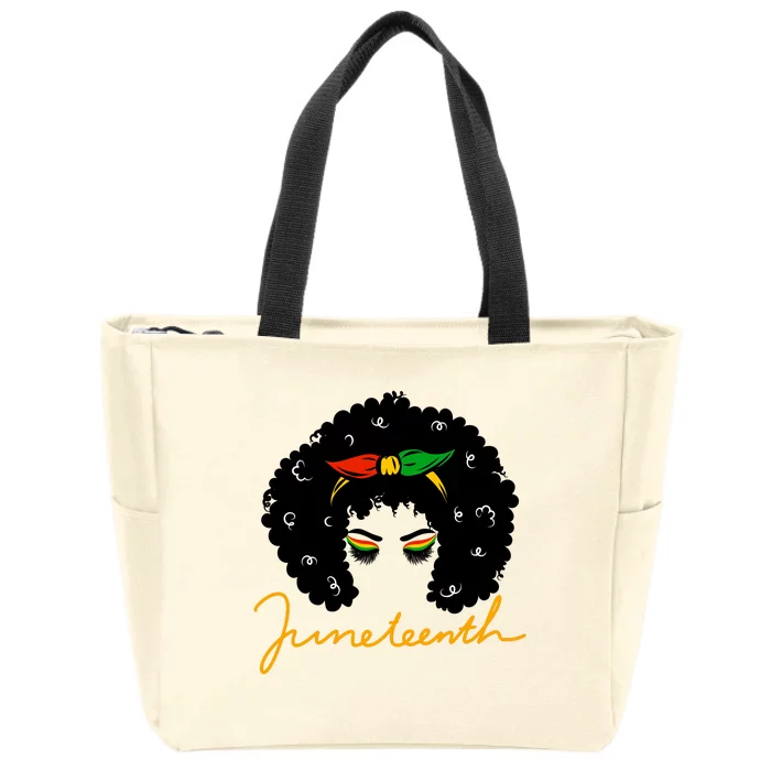 Juneteenth Pride Afro Hair Black History Zip Tote Bag