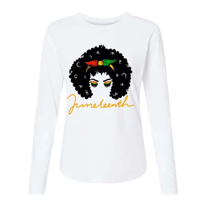 Juneteenth Pride Afro Hair Black History Womens Cotton Relaxed Long Sleeve T-Shirt