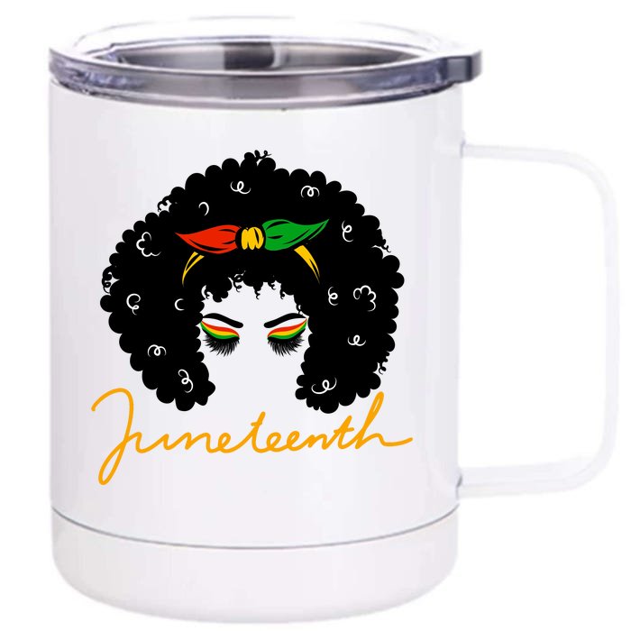 Juneteenth Pride Afro Hair Black History Front & Back 12oz Stainless Steel Tumbler Cup