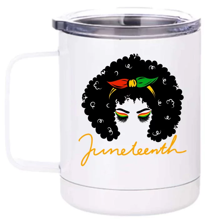 Juneteenth Pride Afro Hair Black History Front & Back 12oz Stainless Steel Tumbler Cup