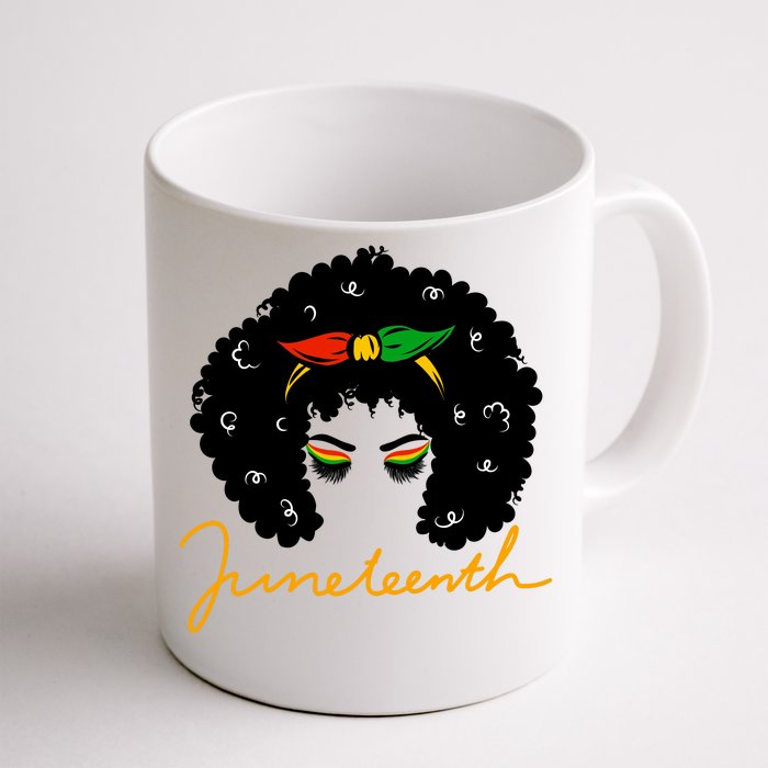 Juneteenth Pride Afro Hair Black History Front & Back Coffee Mug