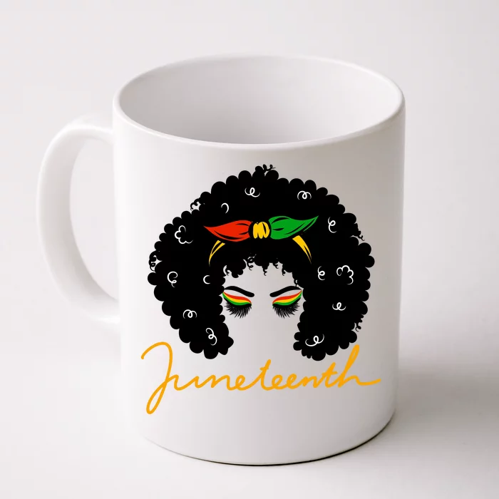 Juneteenth Pride Afro Hair Black History Front & Back Coffee Mug