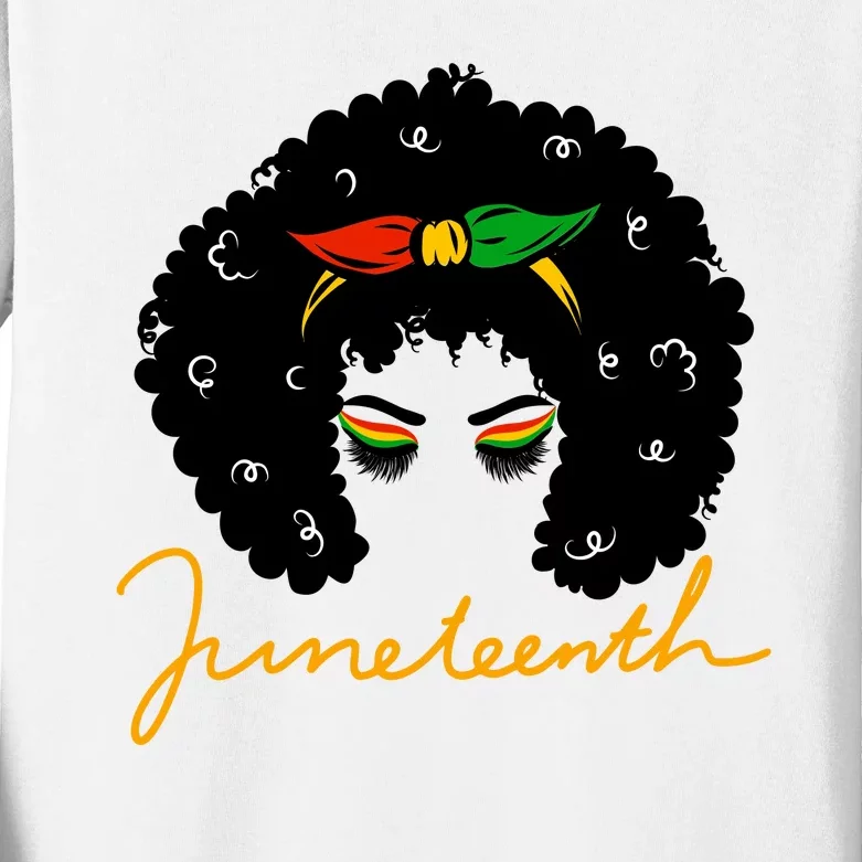 Juneteenth Pride Afro Hair Black History Kids Long Sleeve Shirt