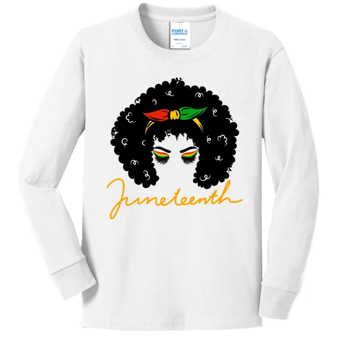 Juneteenth Pride Afro Hair Black History Kids Long Sleeve Shirt