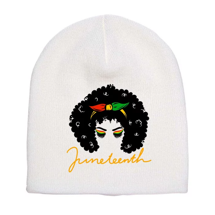 Juneteenth Pride Afro Hair Black History Short Acrylic Beanie