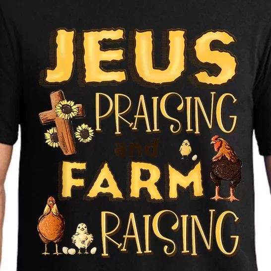 Jesus Praising And Farm Raising Chicken Farmer Christian Pajama Set