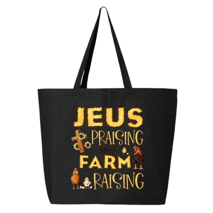 Jesus Praising And Farm Raising Chicken Farmer Christian 25L Jumbo Tote