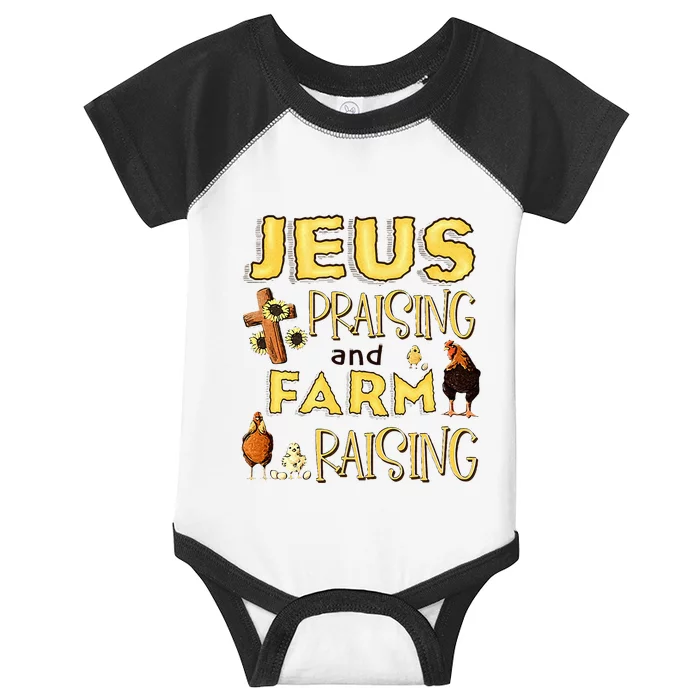 Jesus Praising And Farm Raising Chicken Farmer Christian Infant Baby Jersey Bodysuit