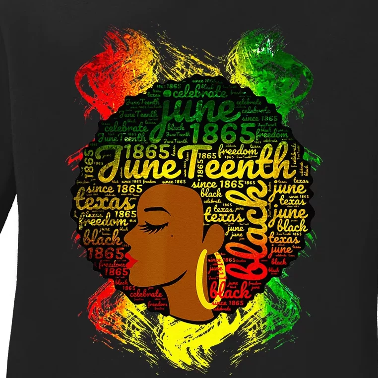 Juneteenth Proud Black African American Ladies honor 1865 Ladies Long Sleeve Shirt