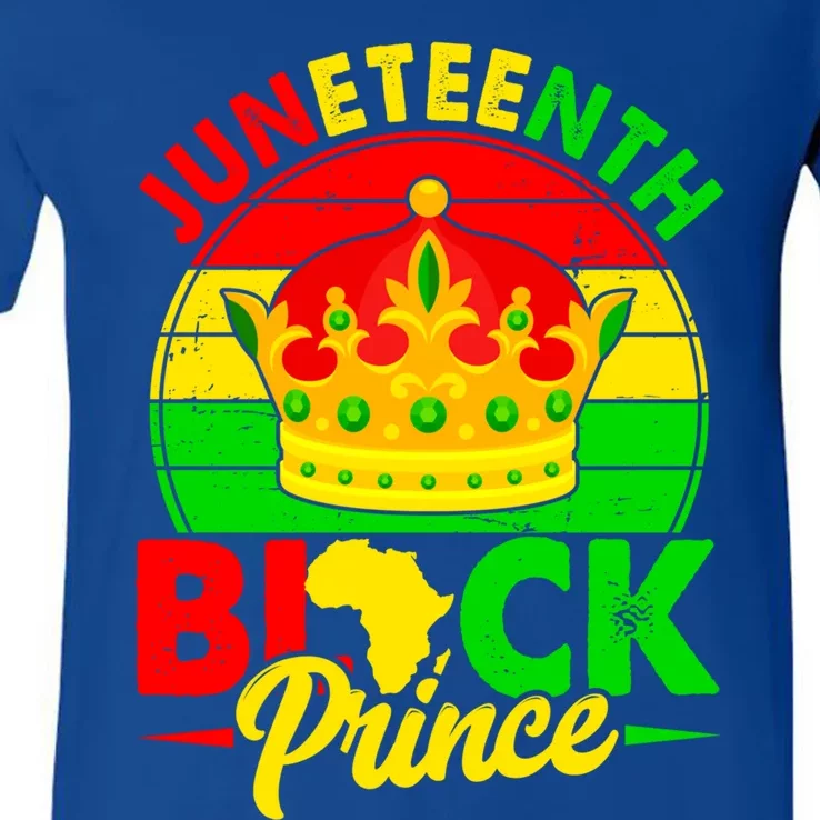 Juneteenth Prince Black Afro African June 19 Freedom Gift V-Neck T-Shirt