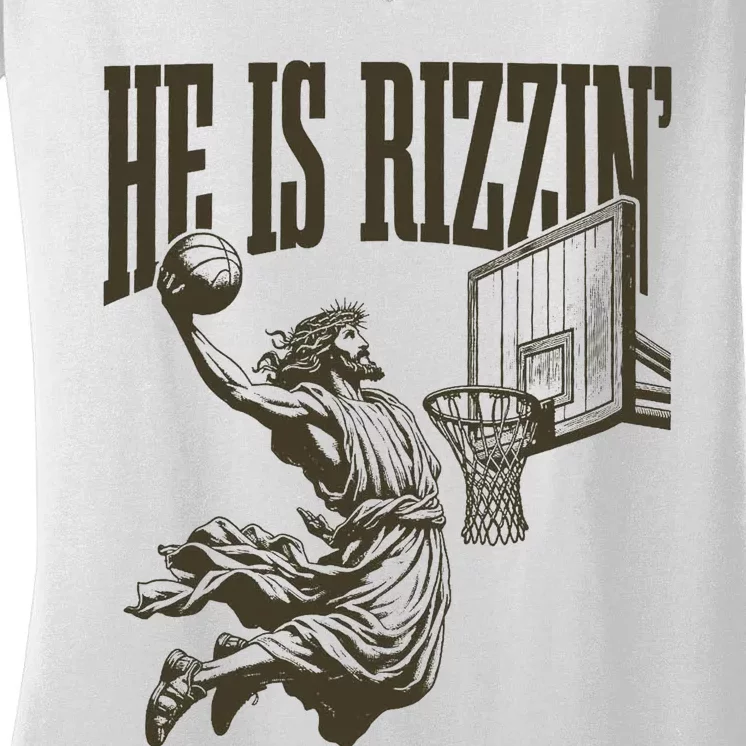 Jesus Playing Basketball Women's V-Neck T-Shirt