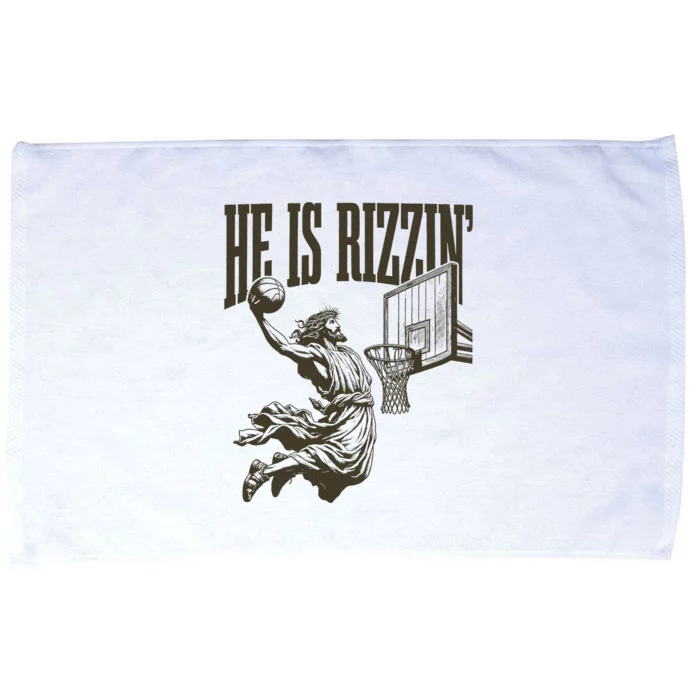 Jesus Playing Basketball He Is Rizzin Microfiber Hand Towel