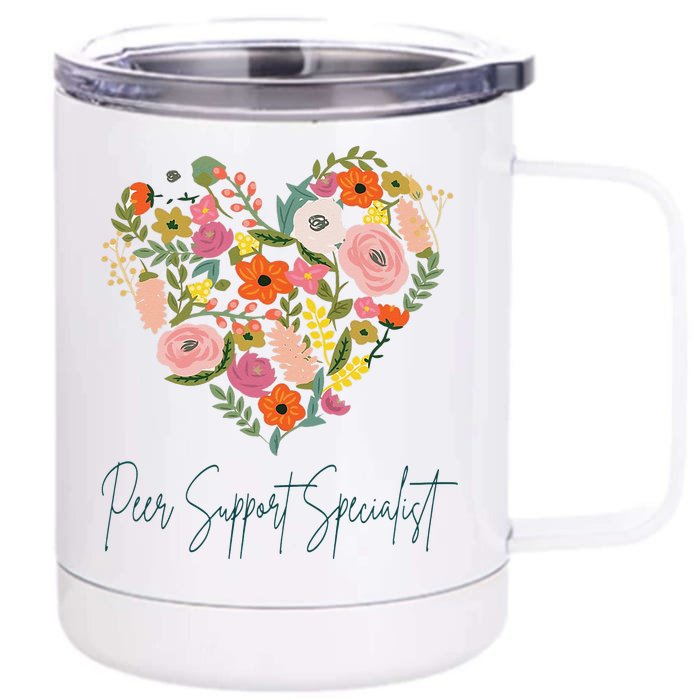 Job Pride Best Peer Support Specialist Mother's Day Floral Front & Back 12oz Stainless Steel Tumbler Cup