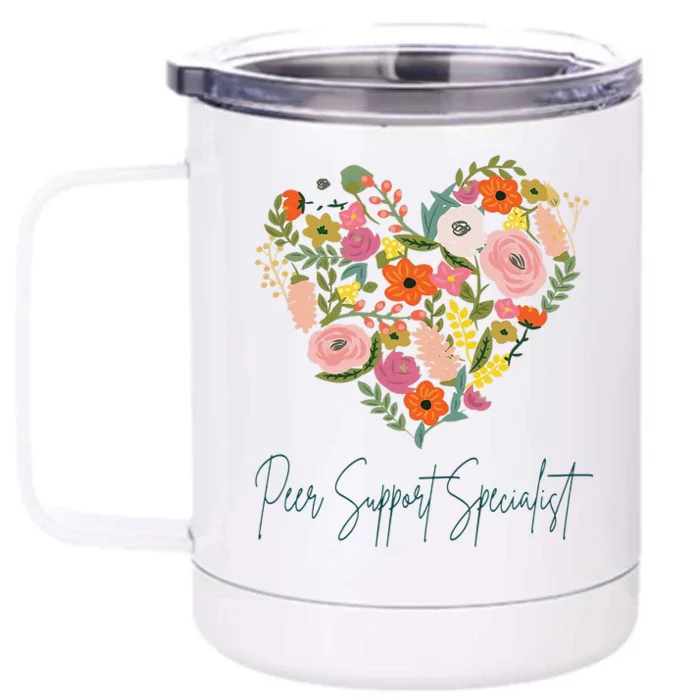 Job Pride Best Peer Support Specialist Mother's Day Floral Front & Back 12oz Stainless Steel Tumbler Cup