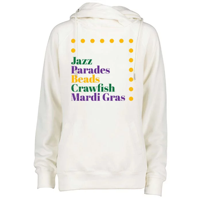 Jazz Parades Beads Crawfish Mardi Gras Womens Funnel Neck Pullover Hood