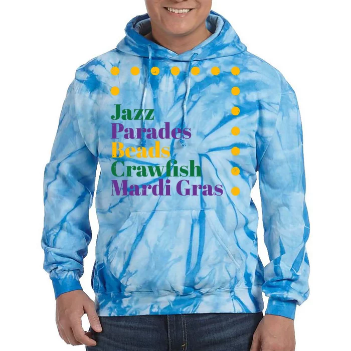 Jazz Parades Beads Crawfish Mardi Gras Tie Dye Hoodie