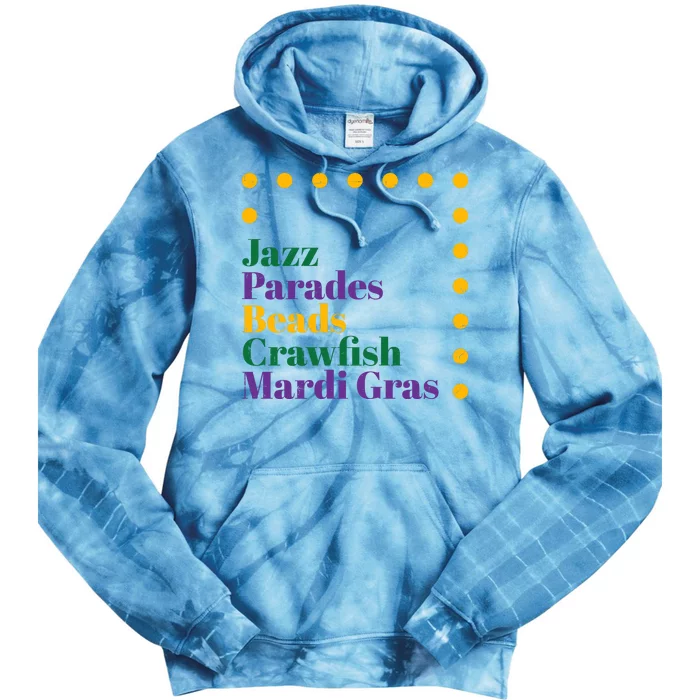 Jazz Parades Beads Crawfish Mardi Gras Tie Dye Hoodie