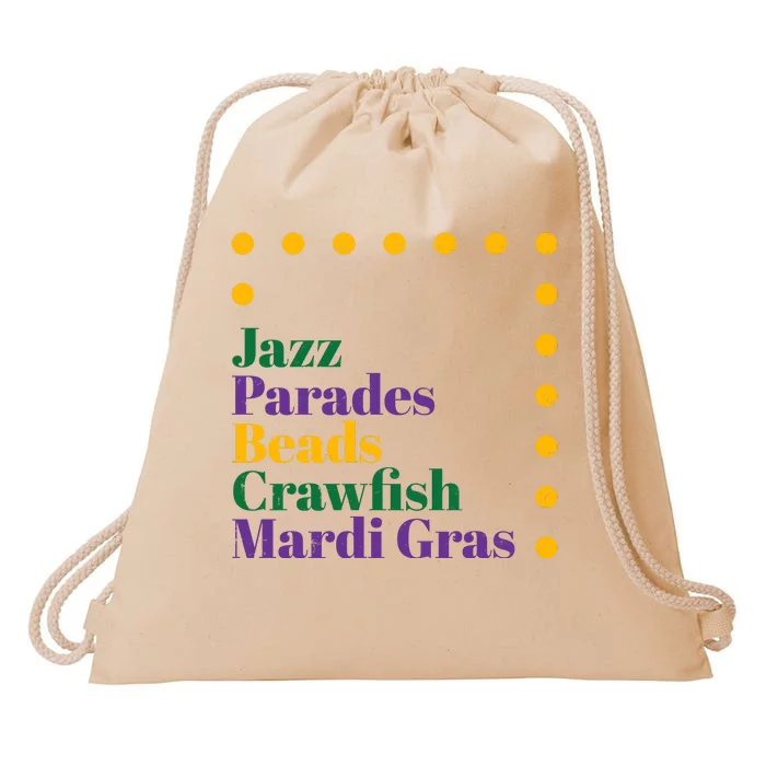 Jazz Parades Beads Crawfish Mardi Gras Drawstring Bag