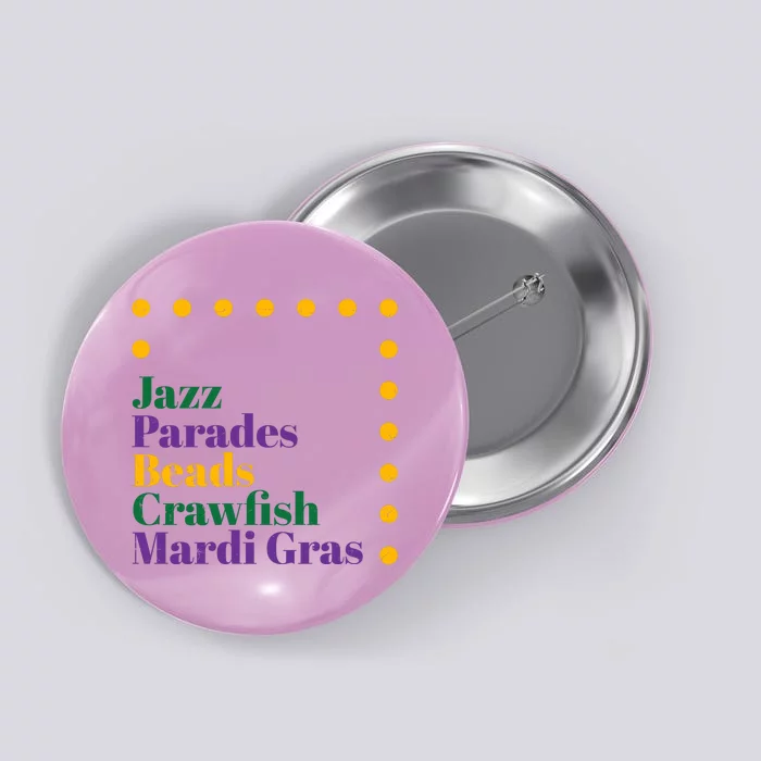 Jazz Parades Beads Crawfish Mardi Gras Button