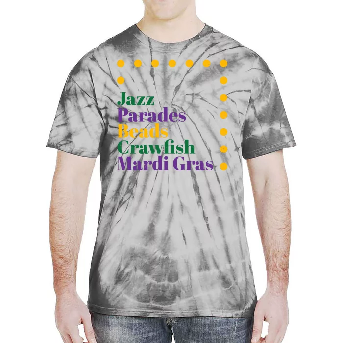 Jazz Parades Beads Crawfish Mardi Gras Tie-Dye T-Shirt