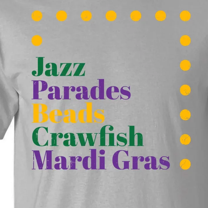 Jazz Parades Beads Crawfish Mardi Gras Tall T-Shirt