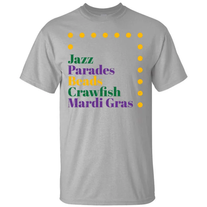 Jazz Parades Beads Crawfish Mardi Gras Tall T-Shirt