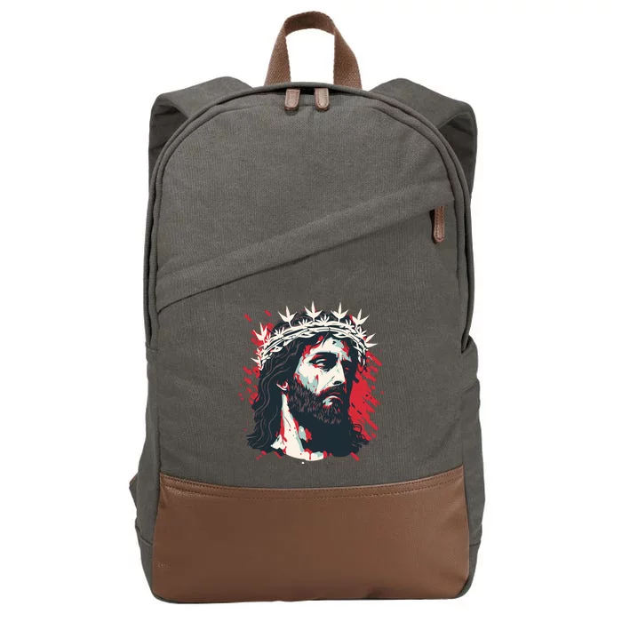 Jesus Painting Christianity Cotton Canvas Backpack