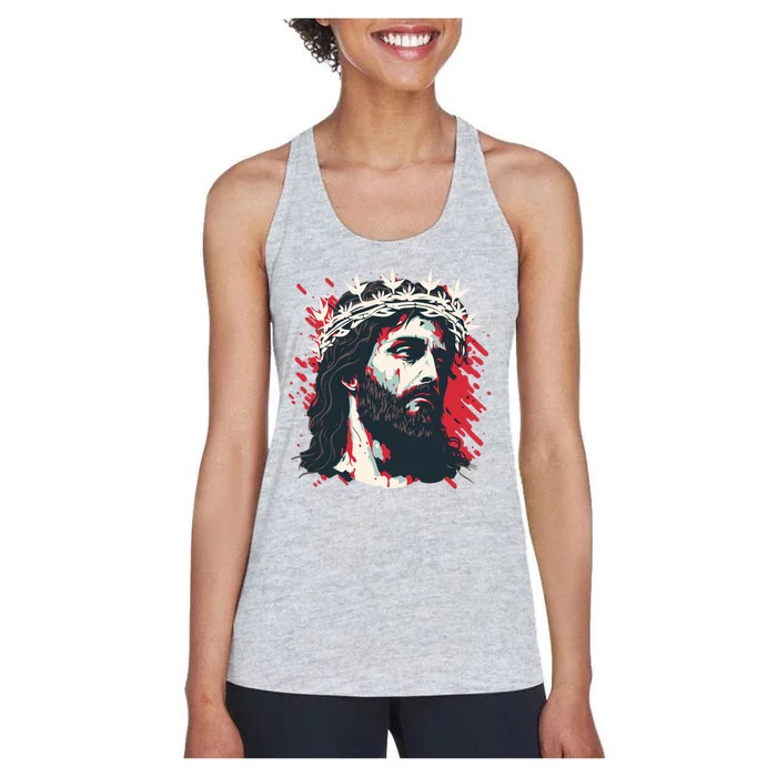 Jesus Painting Christianity Women's Racerback Tank