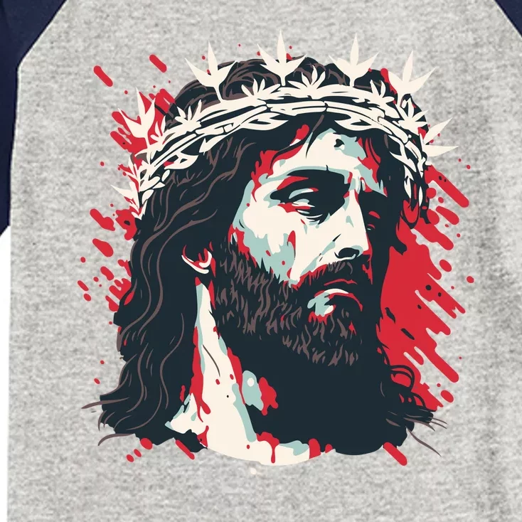 Jesus Painting Christianity Kids Colorblock Raglan Jersey