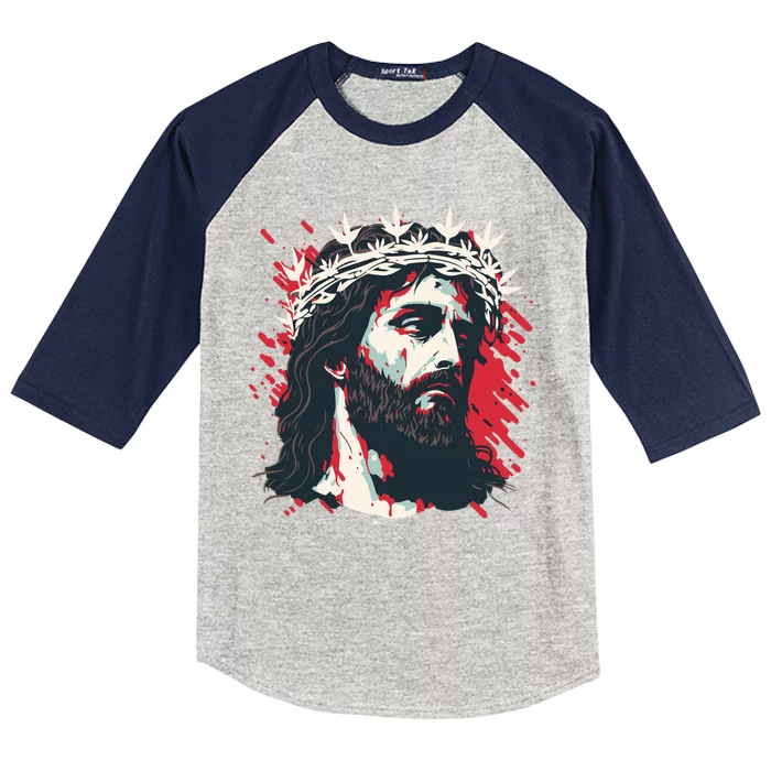 Jesus Painting Christianity Kids Colorblock Raglan Jersey